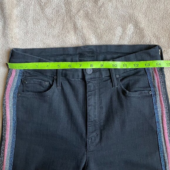 Mother High Waisted Looker Ankle Fray-Guilty Glitter Racer - Picture 3 of 10